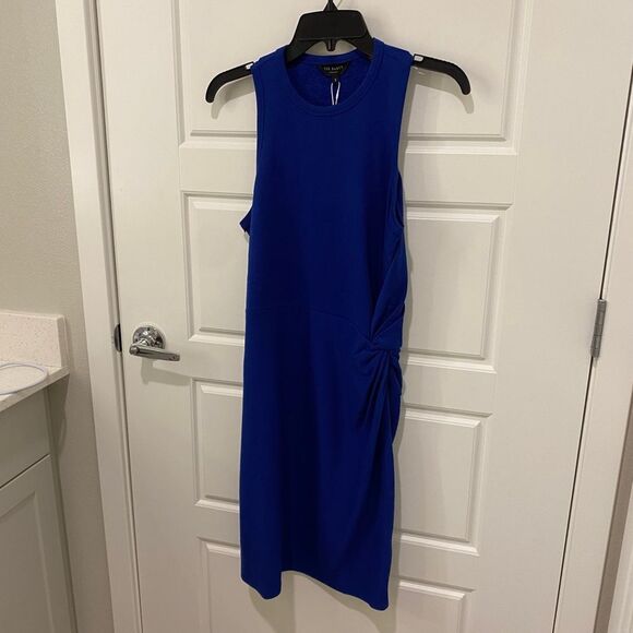 Ted Baker London Livviaa Knot Front Jersey Dress. Dark Blue. Size 3 (US SZ 8) - Picture 9 of 13